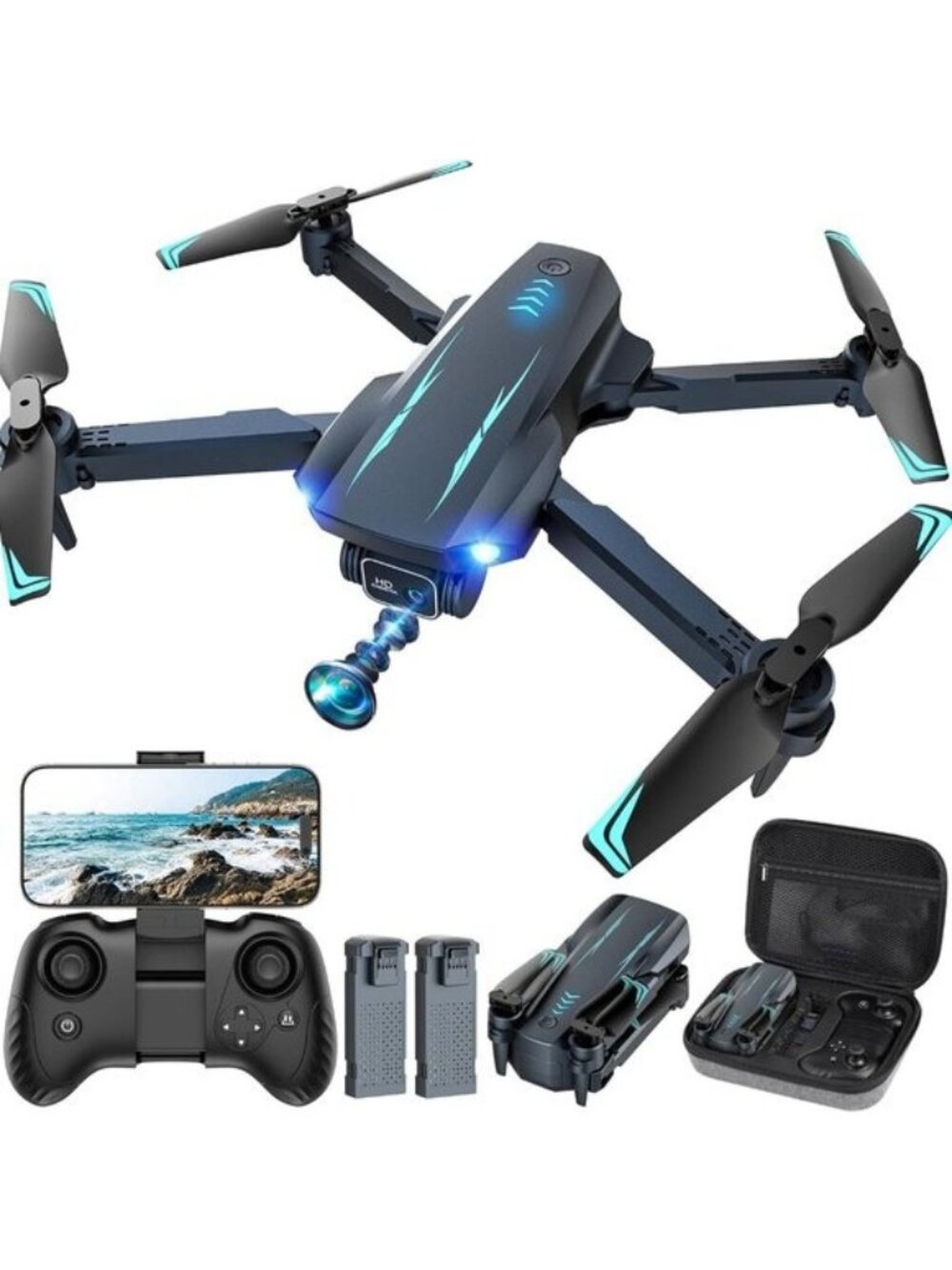 Drone Camera 1080P HD FPV Camera, ne Key Take Off/Land, Altitude Hold, 360 Flip